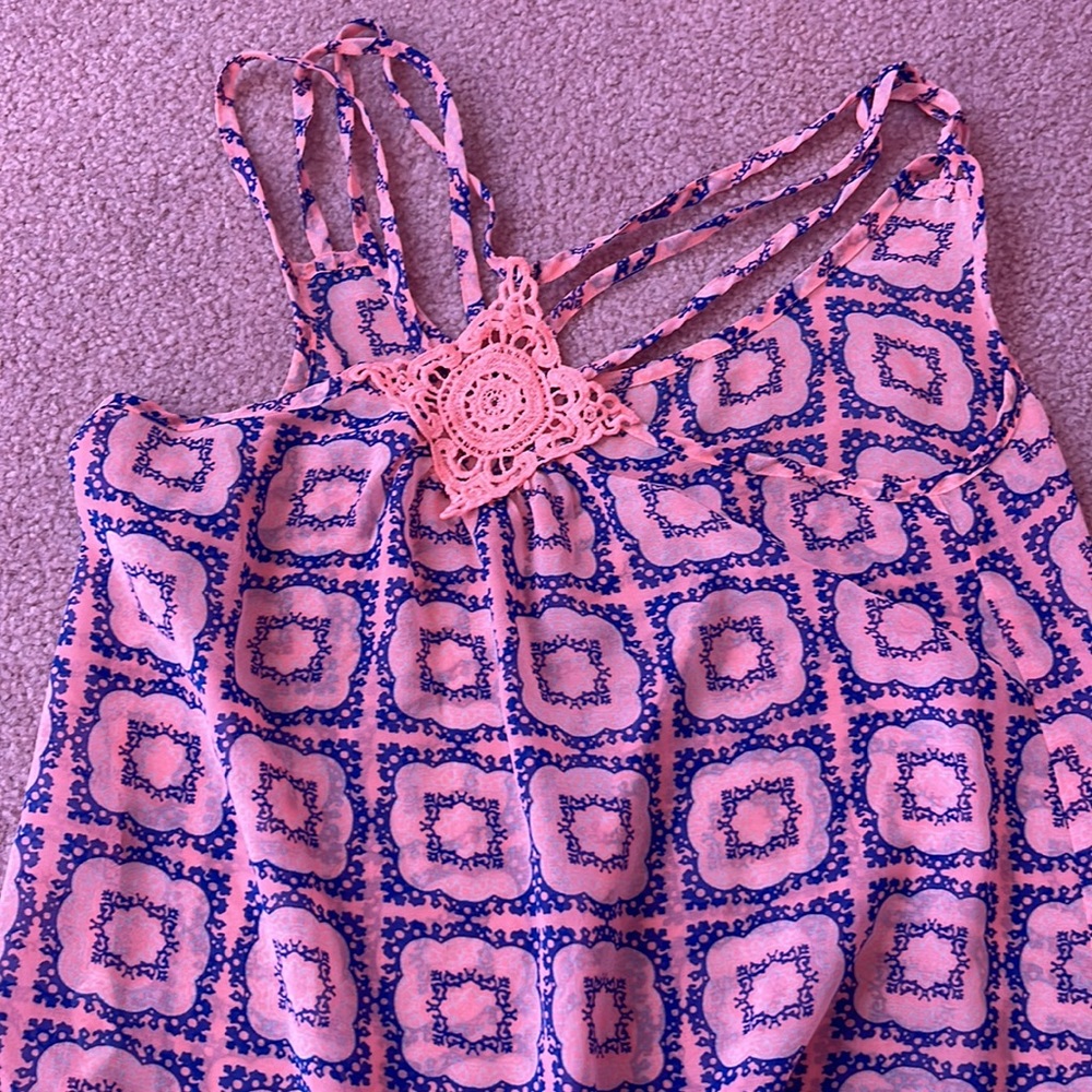 Vibrant Pink and Blue Sheer Tank Size Small - Picture 3 of 3
